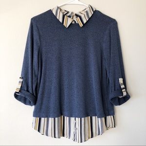 🔥 2/$20 Faith & Joy Blue Collared Shirt